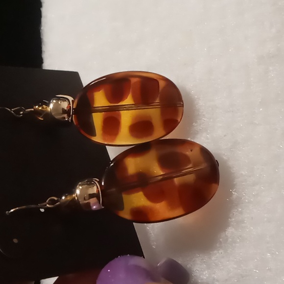 Birch hill designer drop / dangle tortoise shell earrings - Picture 4 of 5